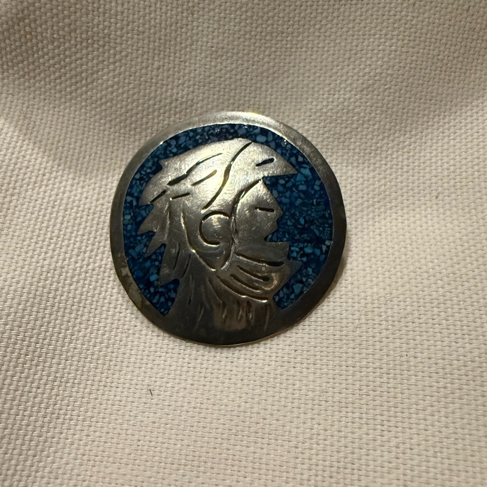 Alpaca sterling silver and turquoise pedant/ brooch